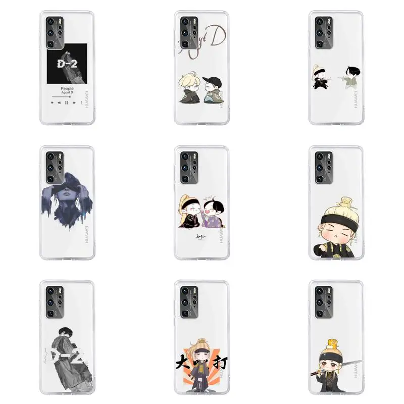 

Agust D suga Phone Case For Huawei P40 P30 P20 Mate Honor 10i 30 20 i 10 40 8x 9x Pro Lite Transparent Cover