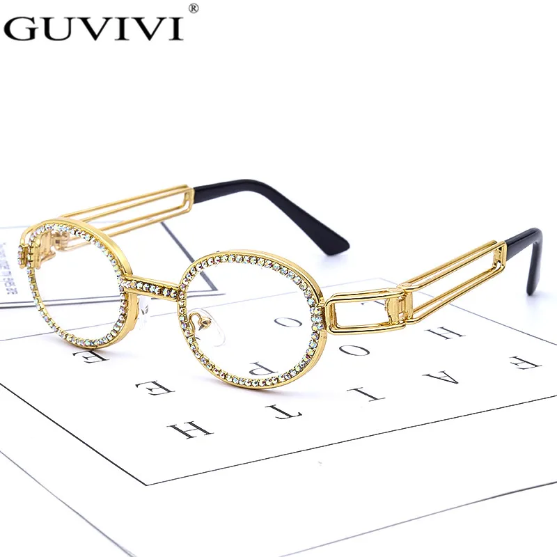 Красочные маленькие круглые стразы солнцезащитные очки женские стимпанк алмаз