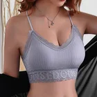 Женский кружевной топ с буквенным принтом, укороченный топ из хлопка с массажной подкладкой, женский жилет