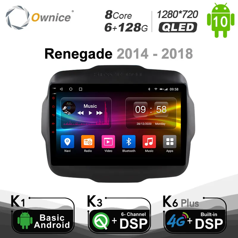 

6G+128G Ownice Android 10.0 Octa Core For Jeep Renegade 2014 2016 2017 2018 Car Auto Radio GPS Navigation Player DSP 4GLTE SPDIF