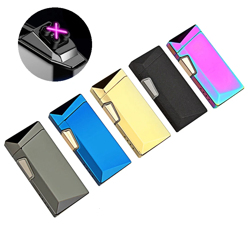 Многоцветный Дуговая Зажигалка двойной крест электрические с USB перезаряжаемая ветрозащитная Зажигалка без пламени для свечи пожарной сигареты открытый в помещении 30 шт - Цвет: Многоцветный