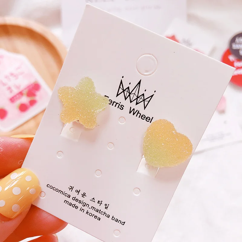 Yellow earrings Мягкие серьги-клипсы карамельного цвета со звездами, не прокалывающиеся, невидимые женские ювелирные изделия, подарки для девушек, без отверстия для ушей для женщин, Simpl - Окраска металла: Yellow earrings