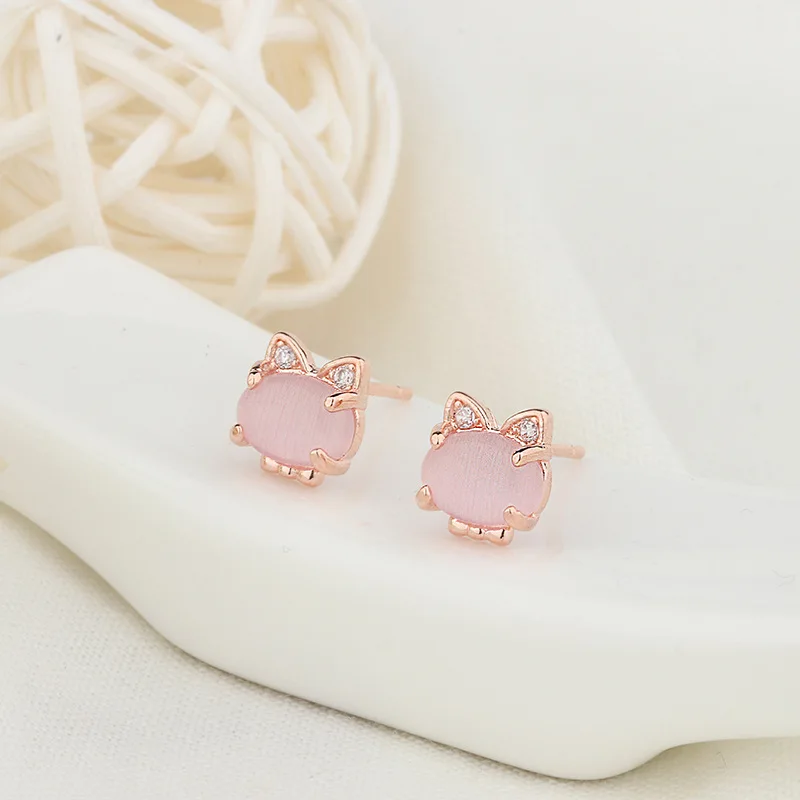 Популярные серьги-Коты из серебра 925 пробы с мозаикой нефрита и кристаллами