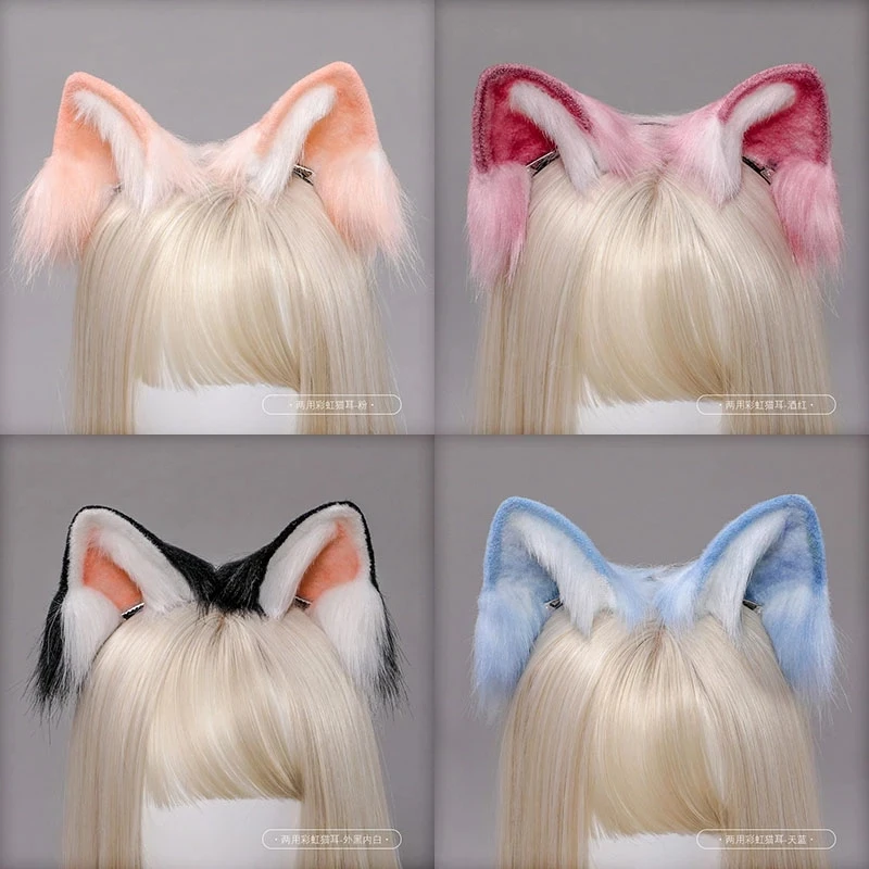 

Заколка для волос в японском стиле «Лолита», многоцветная повязка на голову с ушками животных, кошек, собак, волчьих ушей, двойного назначен...