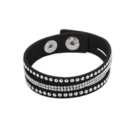 ins vintage bling rhinestone black faux leather punk wrapped bracelets trendy women party hip hop rock bohemia jewelry