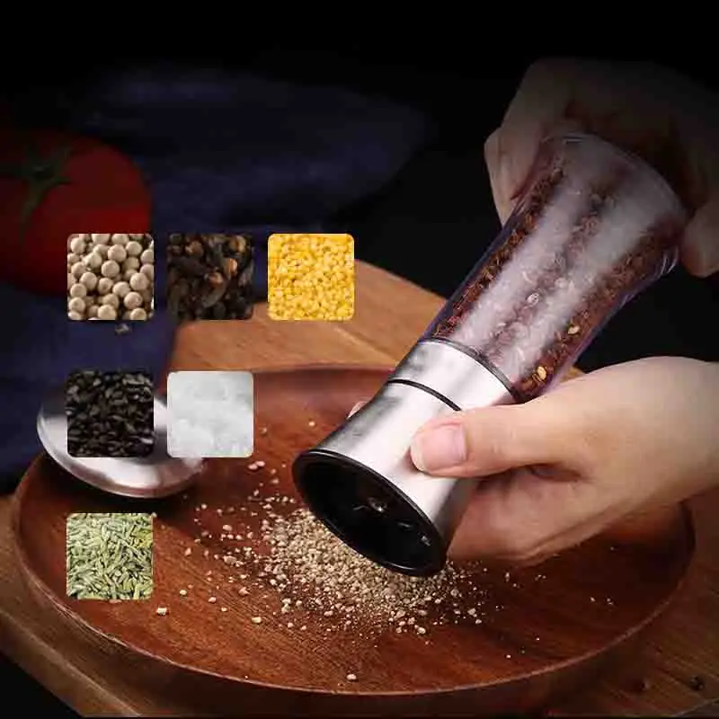 

Stainless Steel Pepper Grinder 304 Stainless Steel+ABS Plastic The Seasoning Bottle Operating By Manual Condiment
