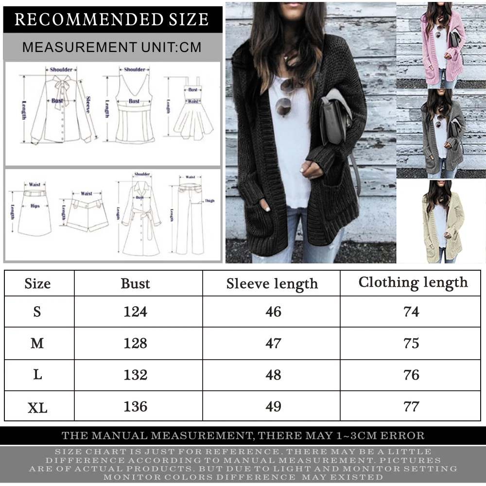 Золотые руки 2019 Зима Осень Твердые Карманы шерстяной кардиган женский