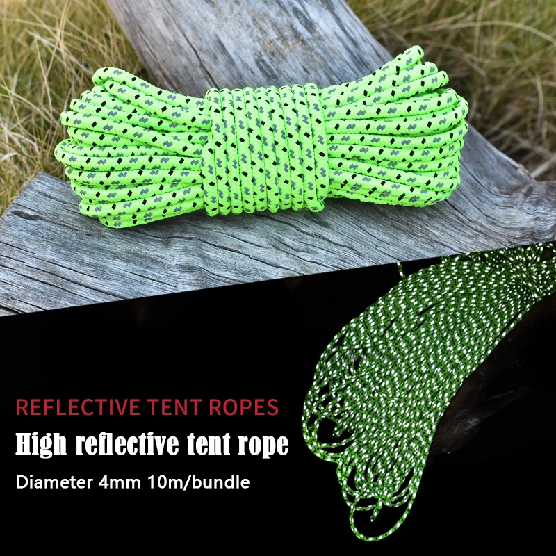 

High Reflective Paracord 4mm Bundling Tent No Joint Camping Survival Address Lanyard Sky Curtain Wind Rope Anchor Point Roofing