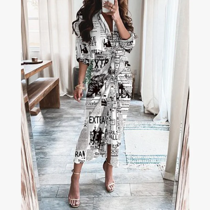 

Women Summer Elegant Button Ruched Bandage Shirt Dress Fashion Casual Short Sleeve Solid V Neck Beach Maxi Dress