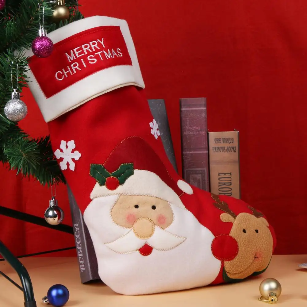 Рождественские чулки в клетку Дед Мороз декоративная сумка для хранения