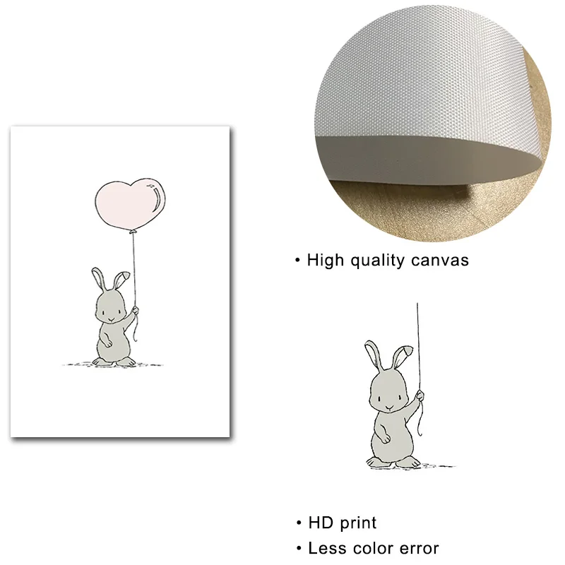 Банни Детская Wall Art принты с персонажами из мультфильмов плакат минималистское