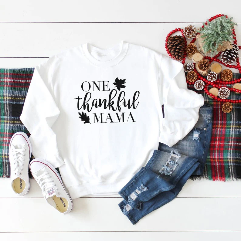 Белая рубашка с длинным рукавом One Thank Mama, модная эстетичная Женская одежда, Рождественский пуловер для мам, Женский свитшот с круглым вырезом Белая рубашка с длинным рукавом One Thank Mama, модная эстетичная Женская одежда, Рождественский пуловер для мам, Женский свитшот с круглым вырезом
