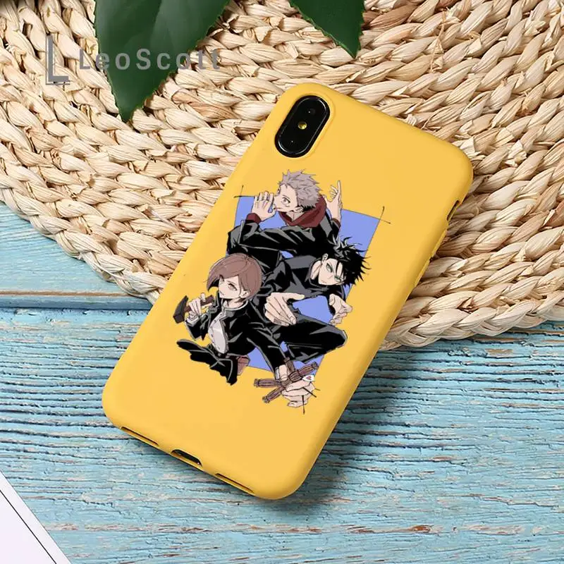 

Anime Jujutsu Kaisen Phone Case Yellow Candy Color for iPhone 11 12 mini pro XS MAX 8 7 6 6S Plus X SE 2020 XR