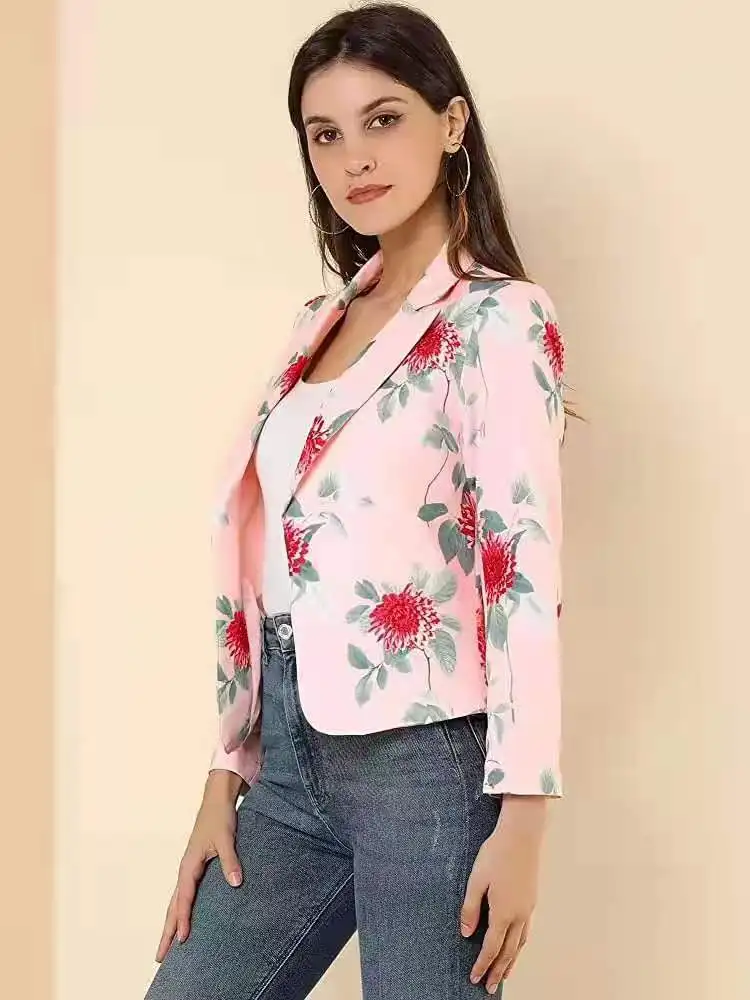 

Женский Повседневный небольшой пиджак на одной пуговице с принтом 2021, модная женская одежда, роскошный белый блейзер, Женский дизайнерский ...