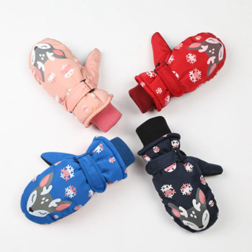 Милые детские лыжные перчатки Anmial зимние водонепроницаемые трехслойные теплые