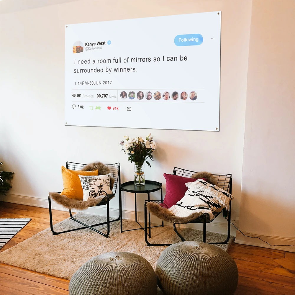 Забавный Печатный твит-флаг мне нужна комната с зеркалом чтобы я мог быть окружён