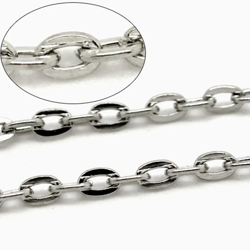 

Ожерелье DoreenBeads с открытыми звеньями из металлического сплава, фурнитура для цепочки, удлинитель цепочки серебристого цвета, для изготовления ожерелья, ювелирных изделий «сделай сам», 4,5x3 мм, 10 м