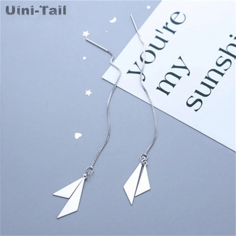 

Лидер продаж, треугольные ушные линии Uini-Tail из стерлингового серебра 925 пробы, модные динамические Простые Длинные геометрические ушные лин...