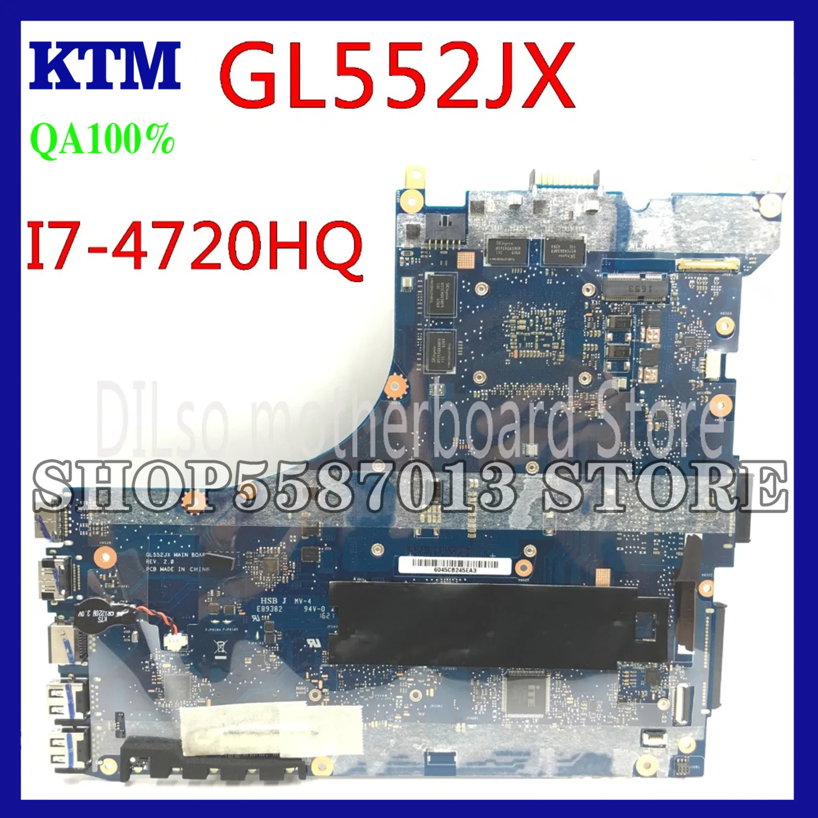

KEFU GL552JX For ASUS ZX50J Laptop Motherboard GL552JX Mainboard rev2.0 i7-4720HQ cpu GTX950M onboard Test work 100%!!!