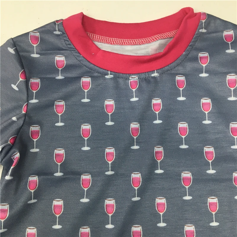 

Puresun New Discounts Popular Wine Printing Girls Spring Pajamas Sets Soft Knit Cotton Girls Pajamas