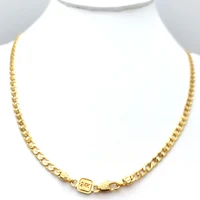 24 k solid yellow fine gold filled stamped curb necklace cuban chain link 600 mm long 4mm