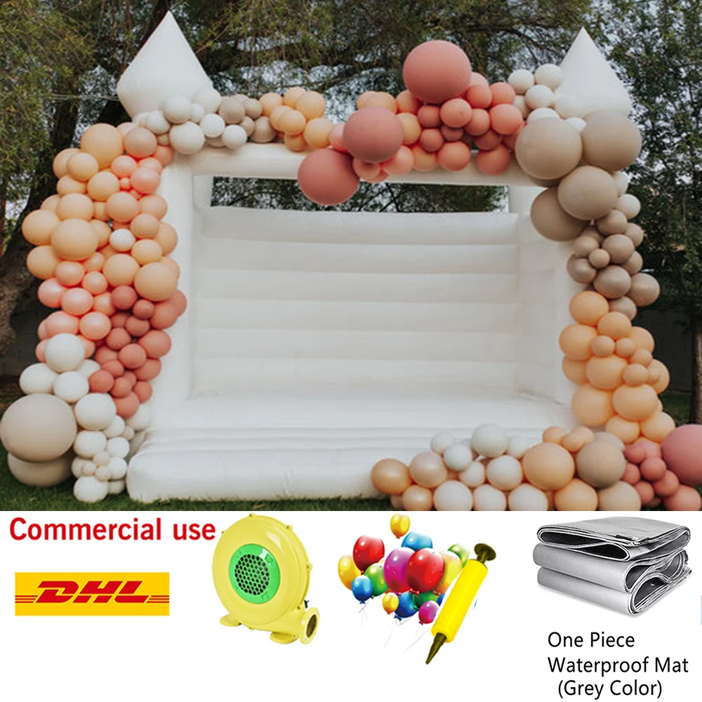 

10/13/15 FT White PVC Inflatable Wedding Bouncer Castle /Moon Jumping Bed Bounce House With Air Blower For Fun Inside Outdoor