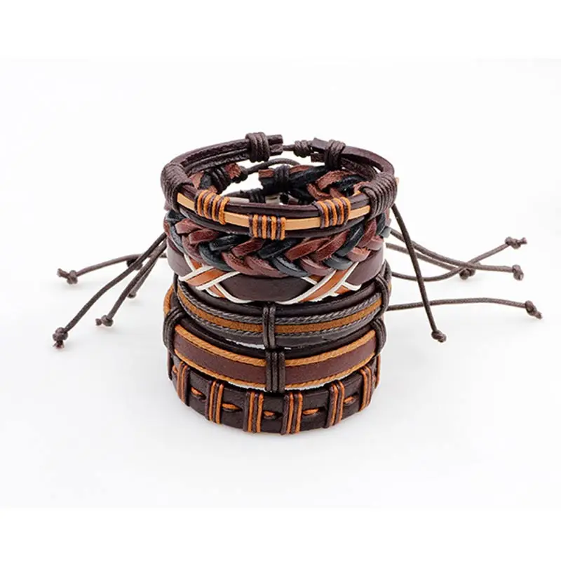 1 Комплект кожаных браслетов ручной работы черного цвета на море для девочек