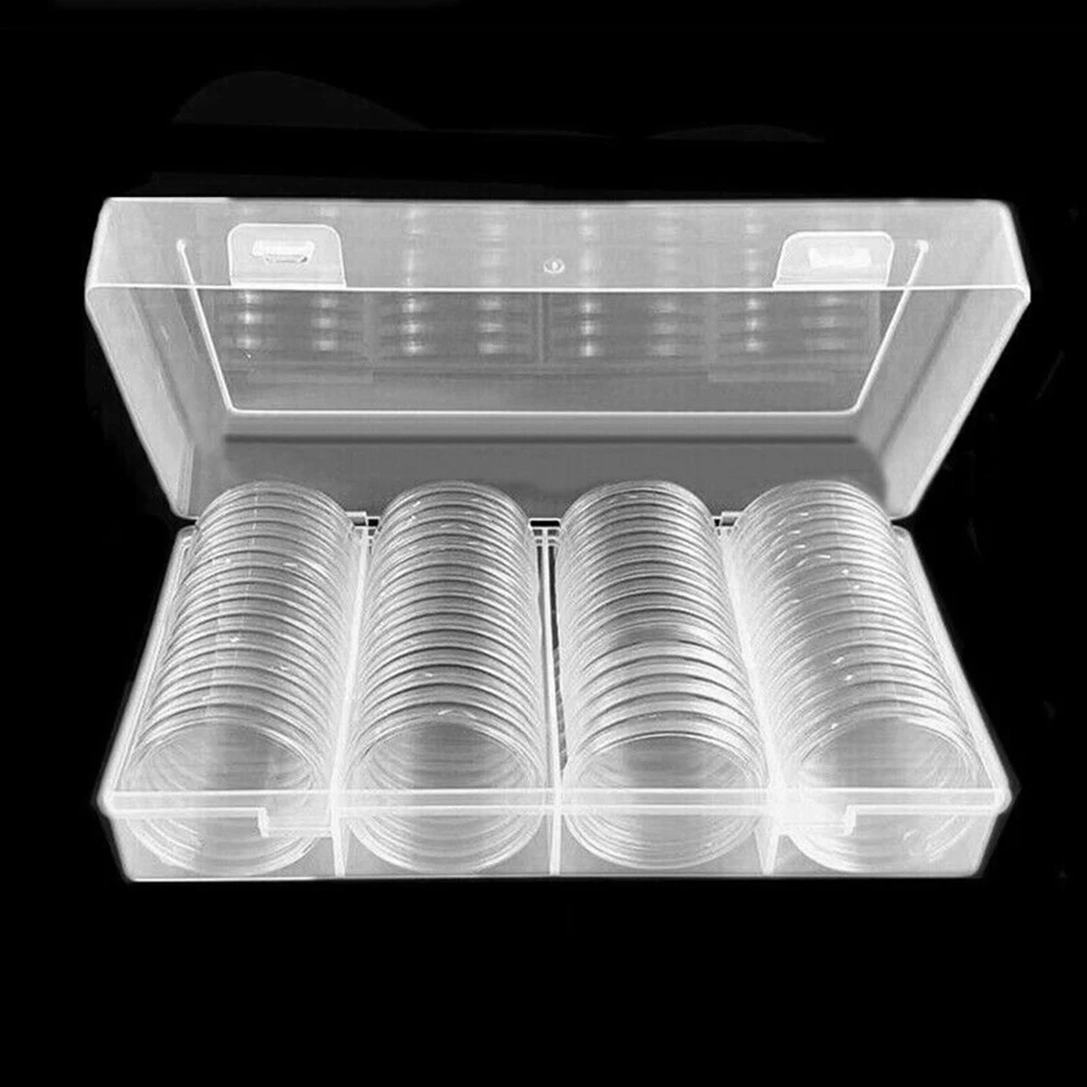 60 шт. прозрачный Круглый контейнер для хранения чехлов 40 мм| |