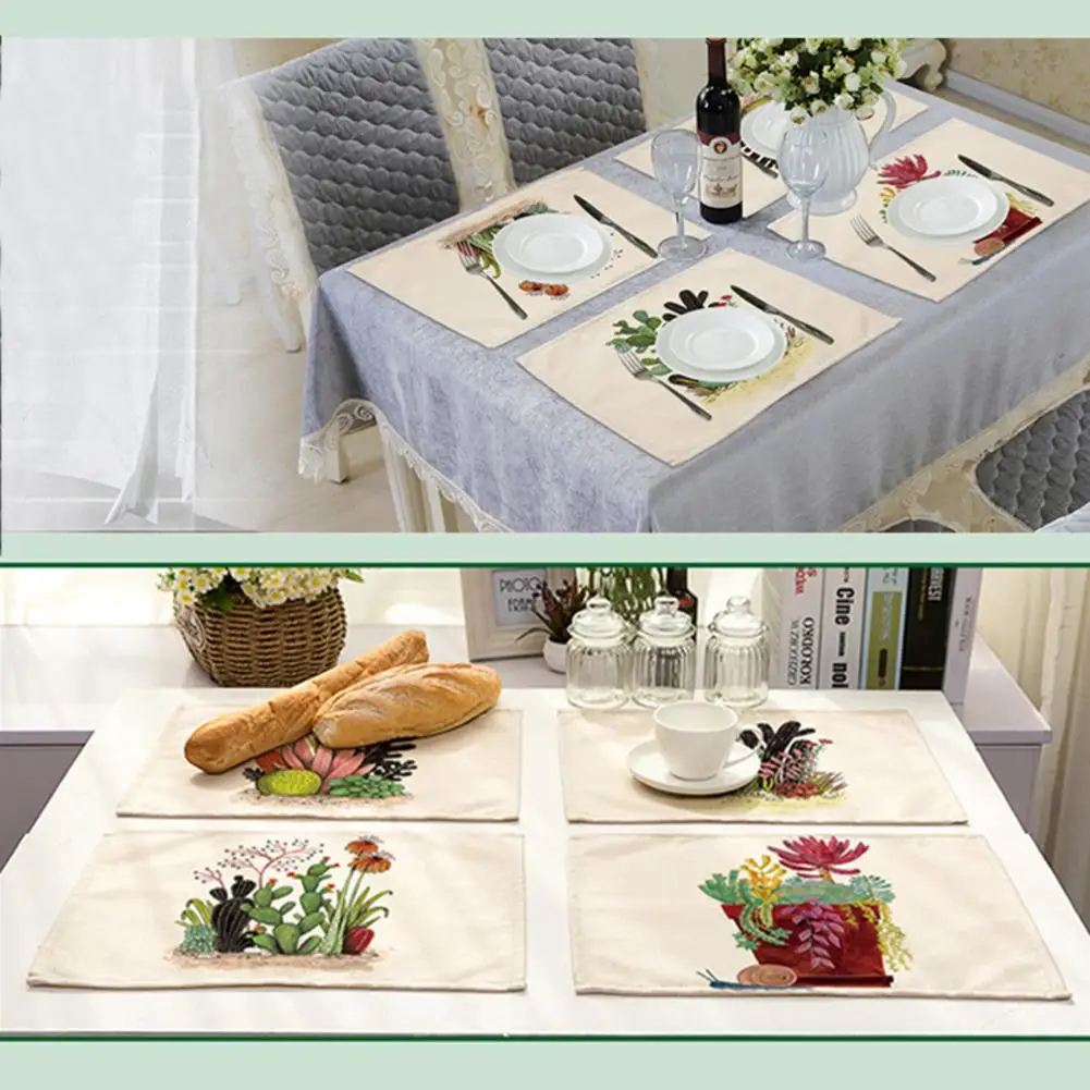 1 шт. хлопковая льняная салфетка с милым принтом салфетки для суккулентов узоры