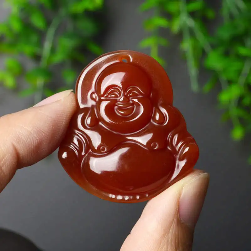 Оптовая продажа 10 шт. буддийский амулет Будды настоящий красный агат миля