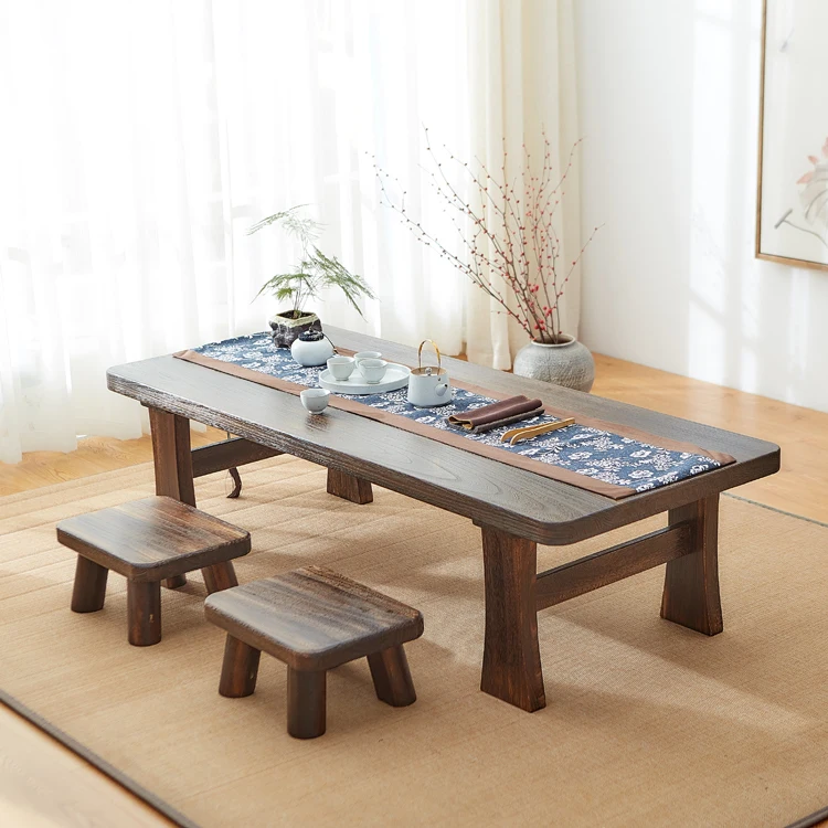 

Стол из массива дерева, креативный японский чайный столик дзен для гостиной, домашний Многофункциональный традиционный низконапольный сто...