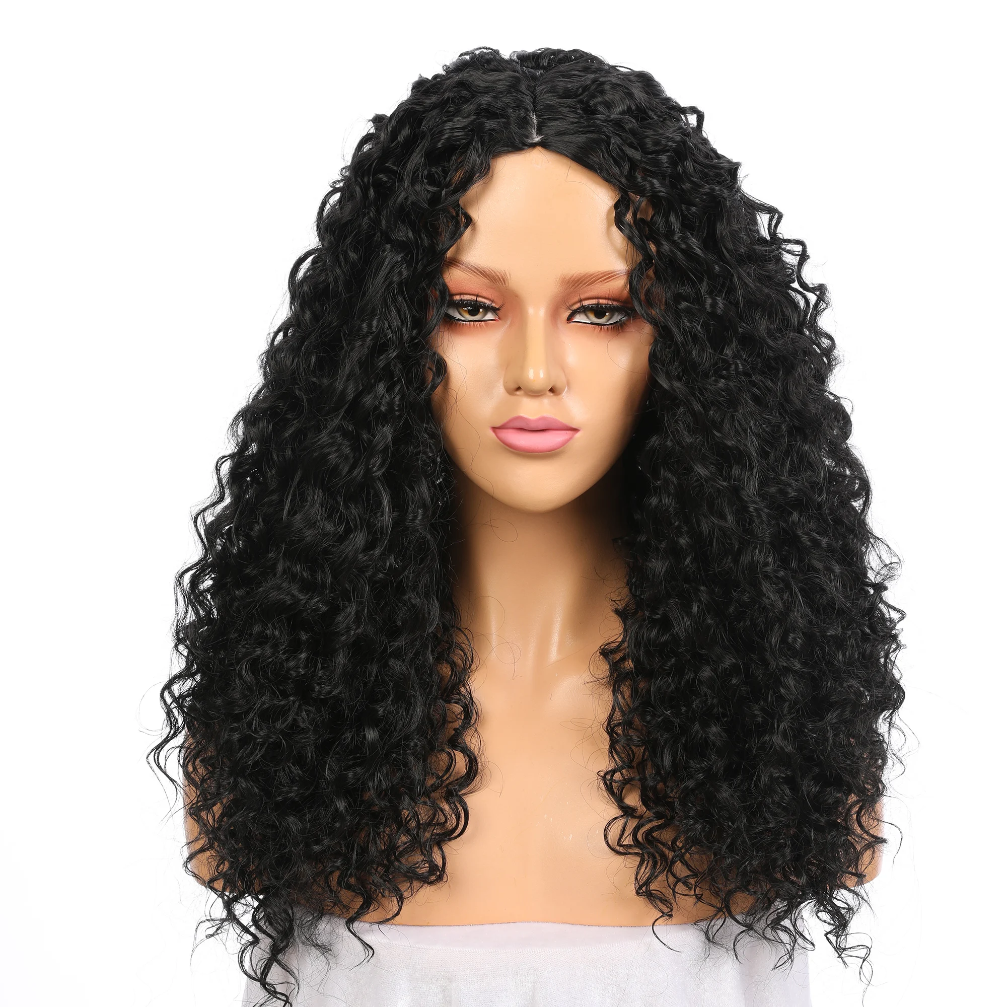 

26Inch 180%Density Natural Black Long Kinky Curly Natural Hairline Lace Front Wig With Baby Hair For Black Women Used WIgs