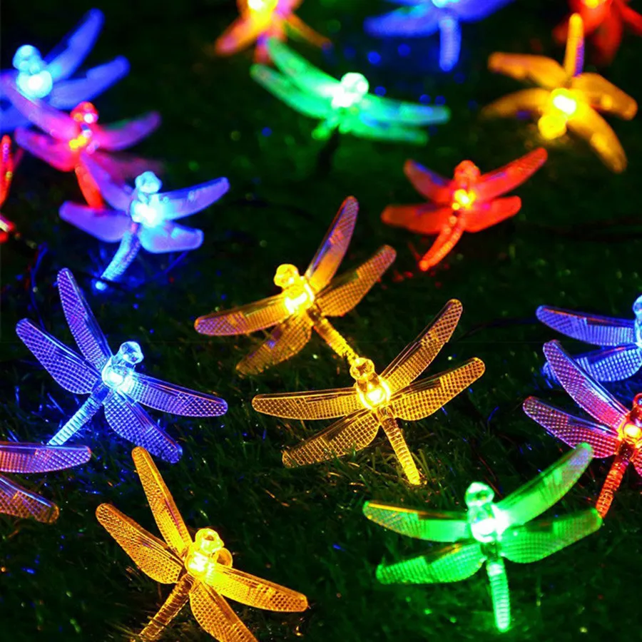 

Thrisdar 20/30 LED Dragonfly Solar String Light Outdoor Garden Dragonfly Fairy Garland String Christmas Garden Patio Solar Lamps