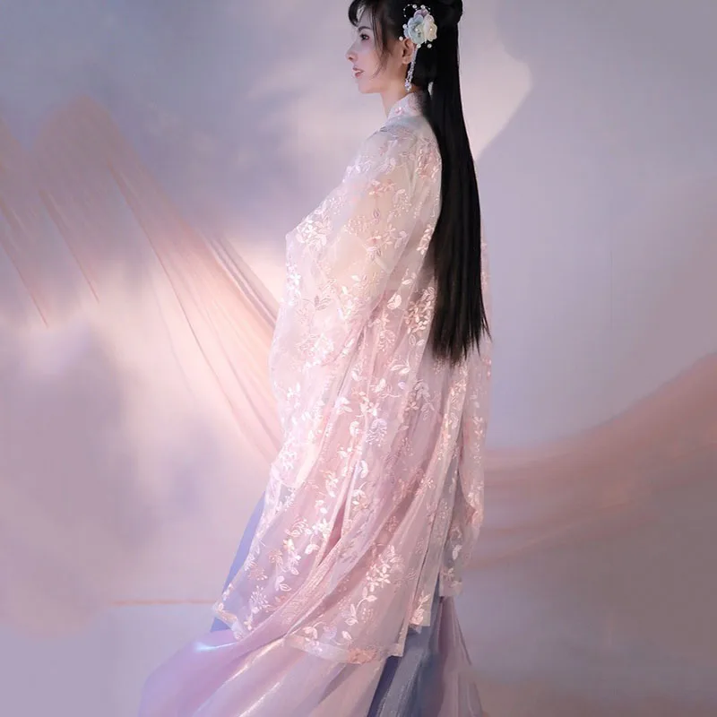 

Folk Dance Costume Cosplay Fairy Ancient Costume Exquisite Embroidery Women Hanfu Tang Suit Chinese Style Elegant Stage Dress