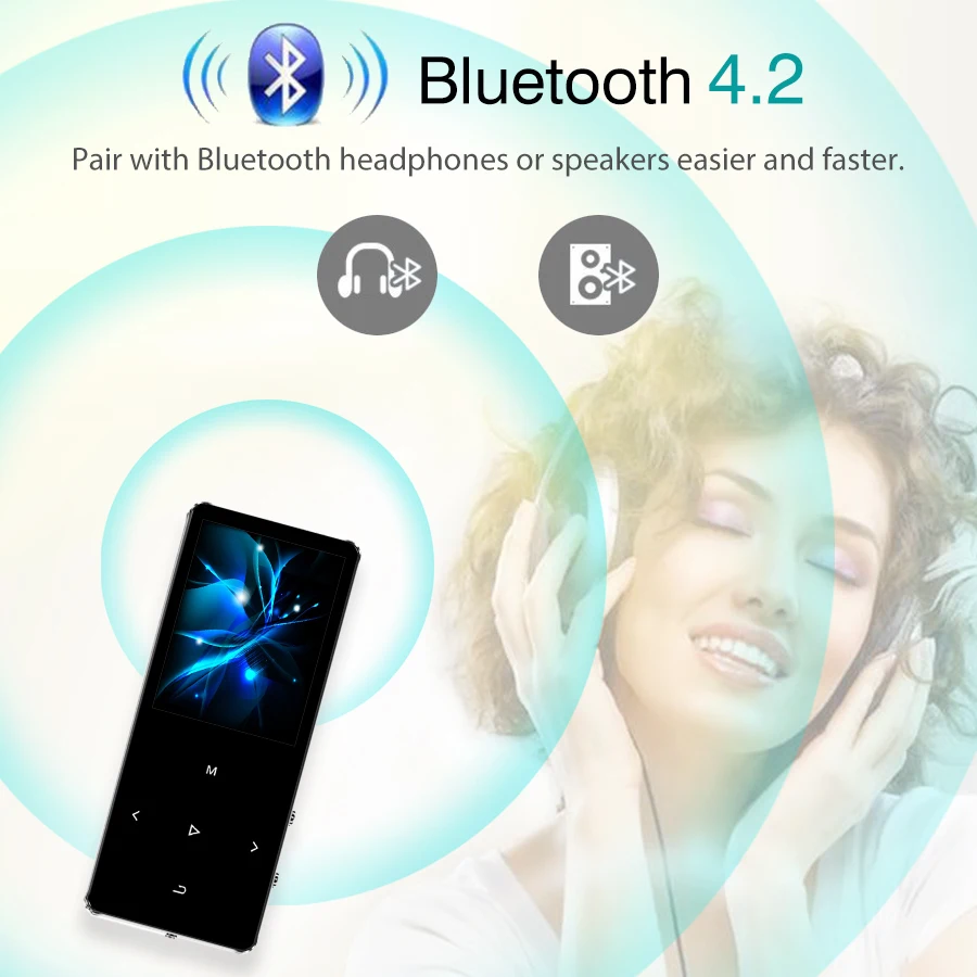 REDANT HIFI MP3 Player with Bluetooth 4.2 FM Radio Touch Key 1.8 Screen mini mp3 sport MP 3 music player portable metal walkman