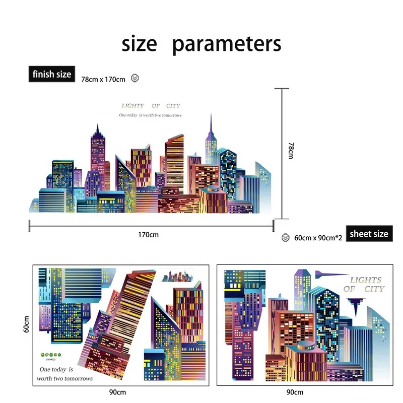 

Large Colorful Tall City Buildings Wall Stickers for Living Room Sofa Background Wall Decor Decals Creative Mural Home Decor Art