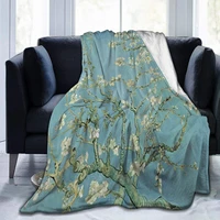 van gogh almond flower tree soft throw blanket lightweight flannel fleece blanket for couch bed sofa travelling camping