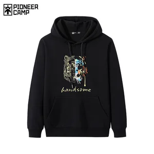 Толстовка Pioneer Camp мужская с капюшоном, Модный свитшот из 100% хлопка, повседневная одежда, черно-белая, AWY906403