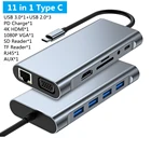 Разветвитель док-станции 45811 в 1, USB Type-C, 4K, HDMI, RJ45, SDTF, VGA, HDMI, PD