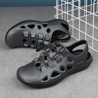new large size lace up lightweight eva molded sandals for mens outdoor leisure and breathable beach hole shoes