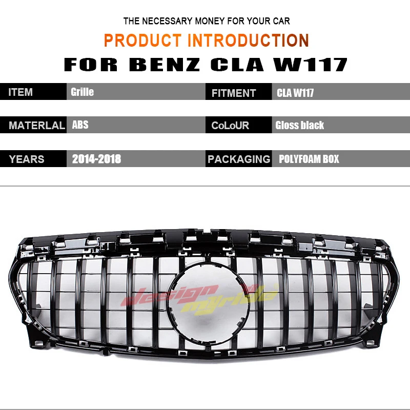 Для Mercedes CLA W117 C117 X117 Спортивная передняя решетка гриля грили ABS Black CLA200 CLA180 CLA250