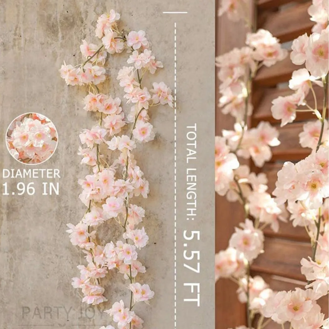 

1 X Cherry Blossoms Artificial Silk Wisteria Flower Vines Hanging Rattan Flowers *100% Brand New And High Quality