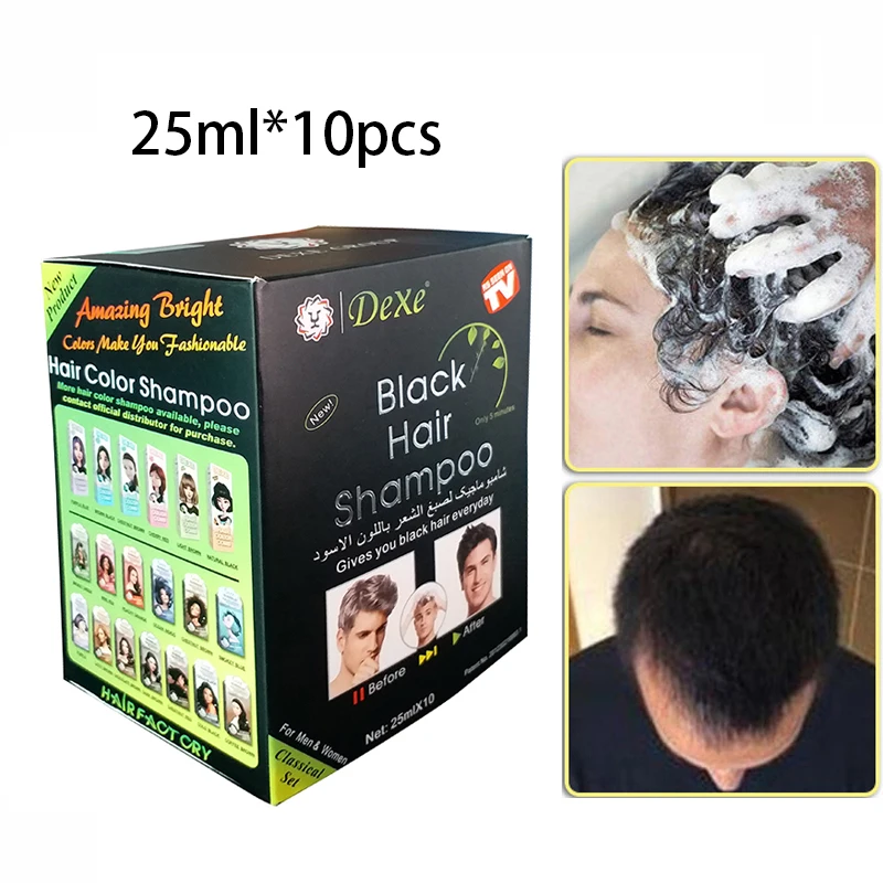 

25ml 10pcs Natural Plant Black Hair Shampoo Hair Dye Make Grey White Hair Darkening and Shinny Hair Color Free shipping