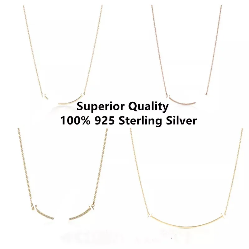 

TF 2021 925 Sterling Silver smiling face Necklace Clavicle Chain Short Choker Necklace For Women Fine Jewelry Full drill