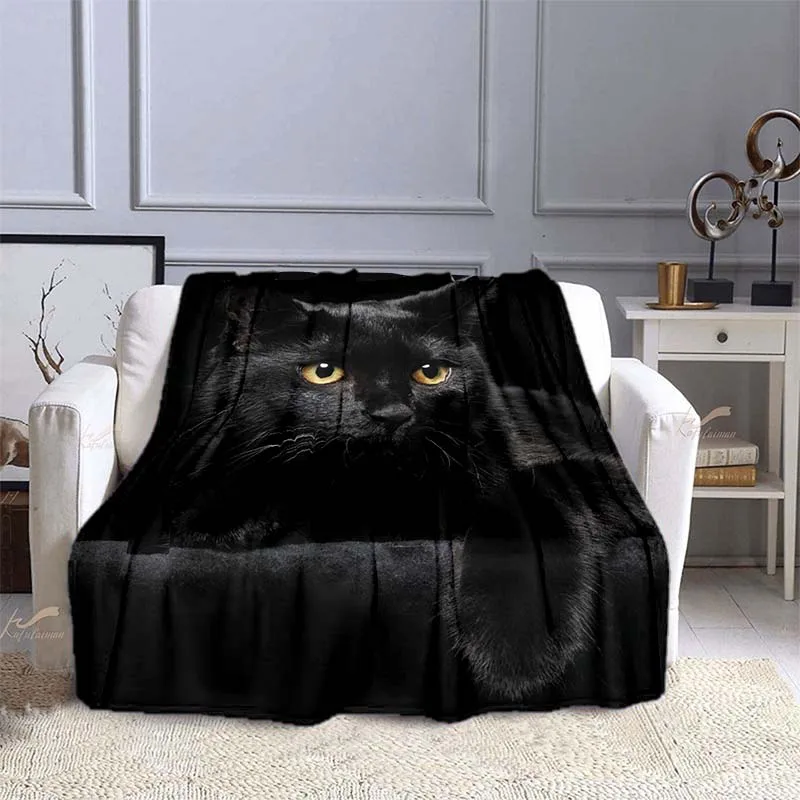 

Black Cat Throw Blanket Super Soft Single Blanket Pet Flannel Halloween blanket For Home Decoration Dropshipping