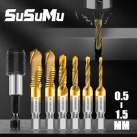 combination drill tap bit set hss screw thread metric tapping for deburring countersinking metal copper aluminum