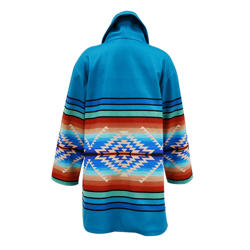 

VICABO Retro Womens Lapel Collar Printed Woolen Coats Autumn Winter Warm Female Full Sleeve Fashion Long Overcoat