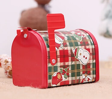 B Christmas Decor Candy Gift Tin Box Kids Gift Mailbox Case Christmas Santa Claus Snowman Printed Sealed Jar Packing Boxes - Цвет: B