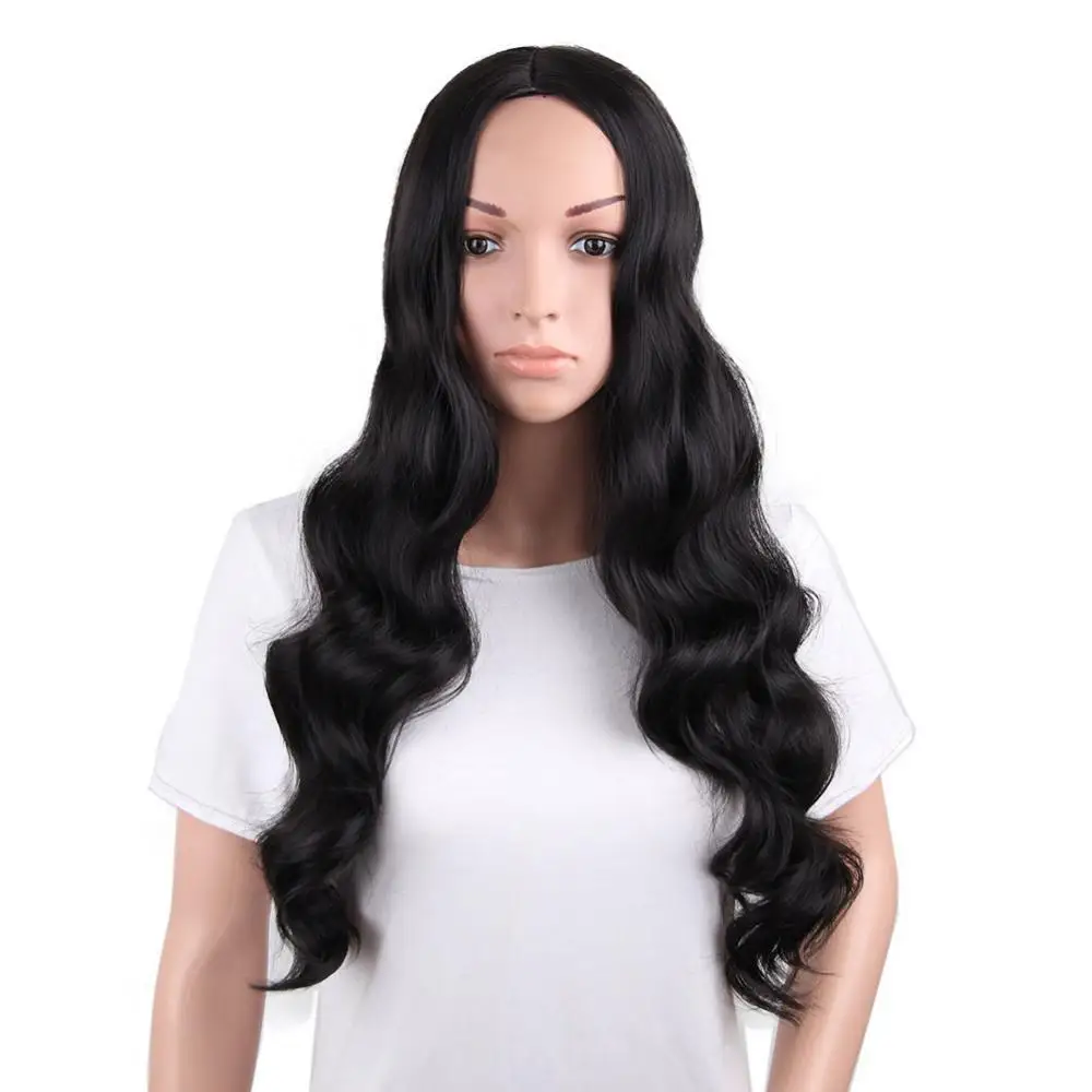 

Women Sexy Black Long Curly Wavy Hair Heat Resistant Synthetic Wig Hairpiece