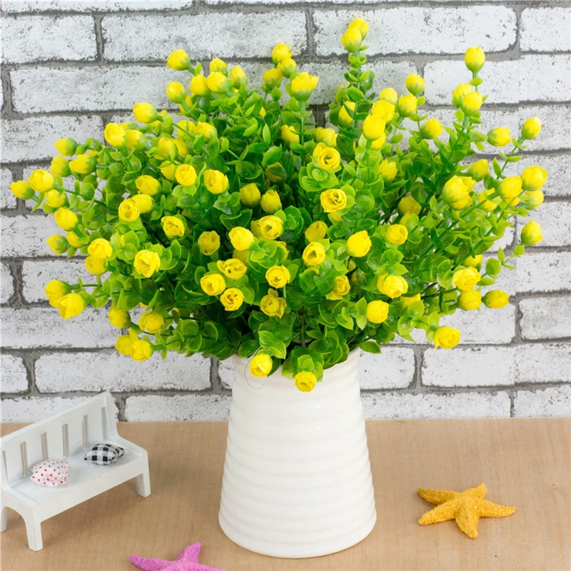 

30Heads Artificial Plastic Branch Flower Wedding Home Decor Garden Artificial Plants Fake Plastic Grass Foliage Plant Tree